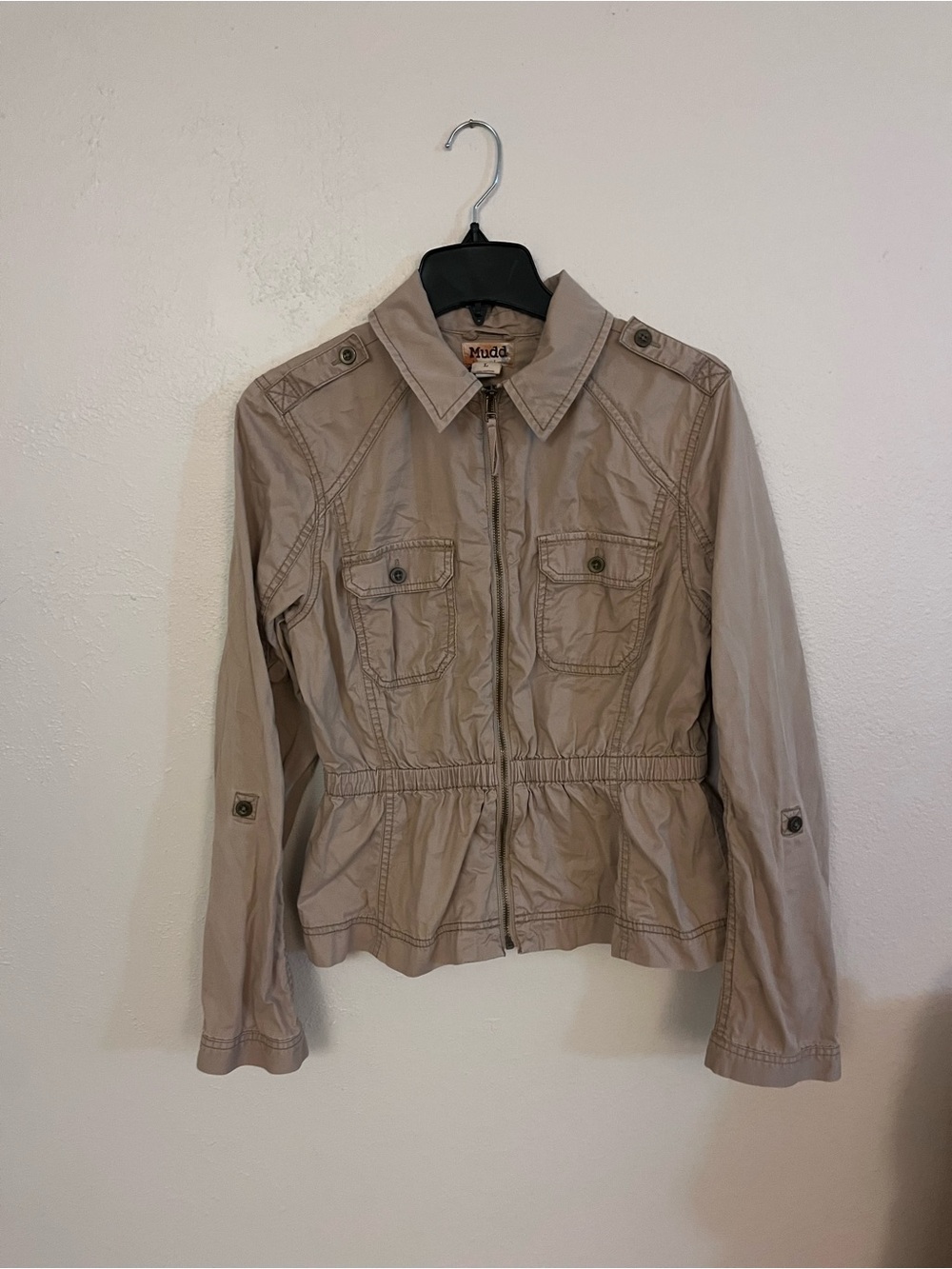 Girls khaki Mudd cargo utility safari jacket size large